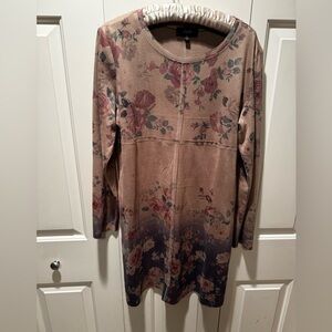 Oh Beige Floral Dress with Mauve and Green Accents